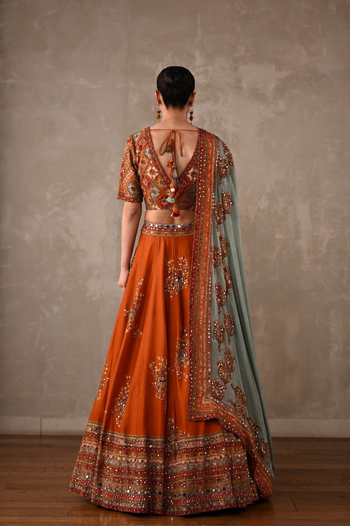 Mirror Work Printed Lehenga Set
