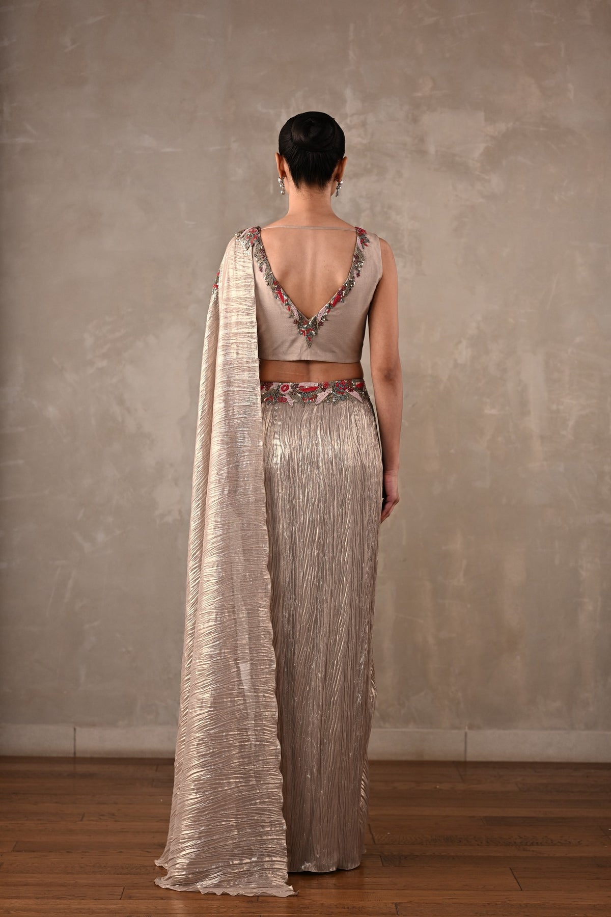 Embellished Draped Saree Ensemble