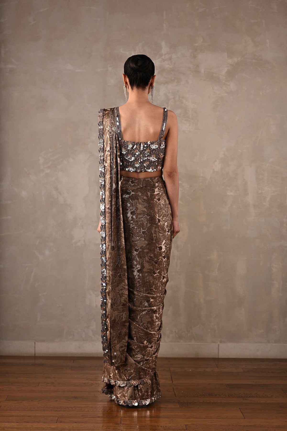 Tone-on-Tone Drape Saree Set