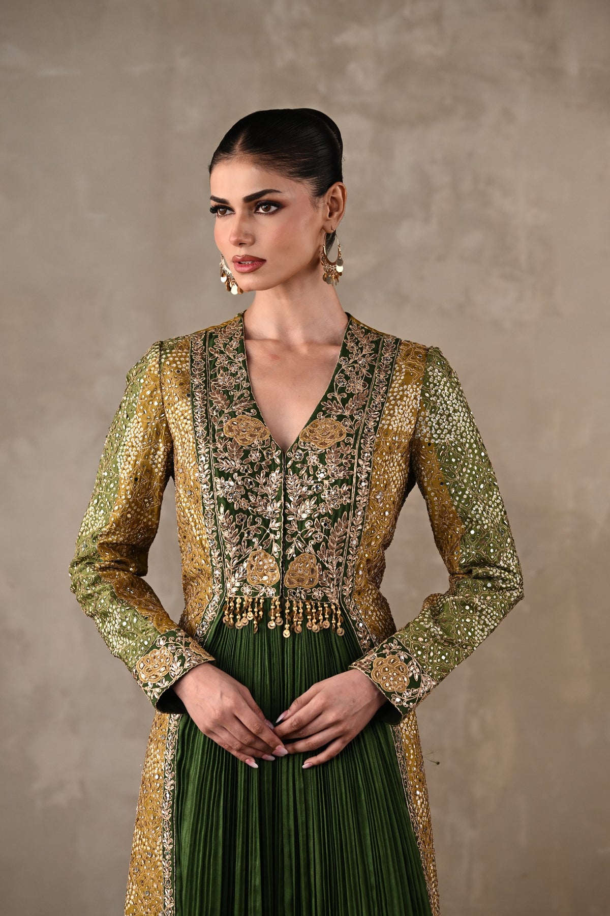 Embroidered Silk Panelled Co-ord Set
