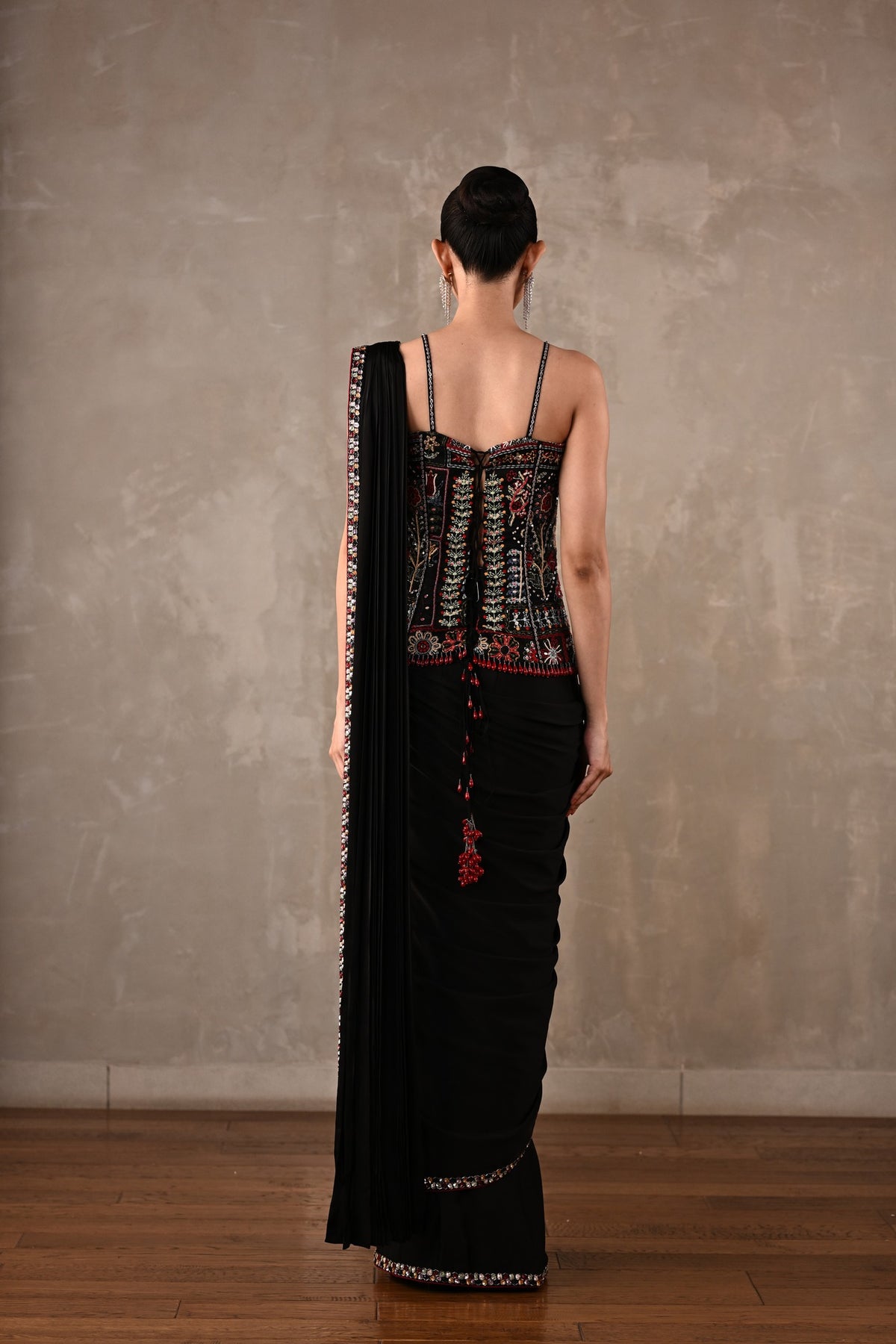 Midnight Heirloom Drape Saree Set