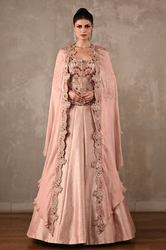 Thread Embroidered Silk Lehenga Set
