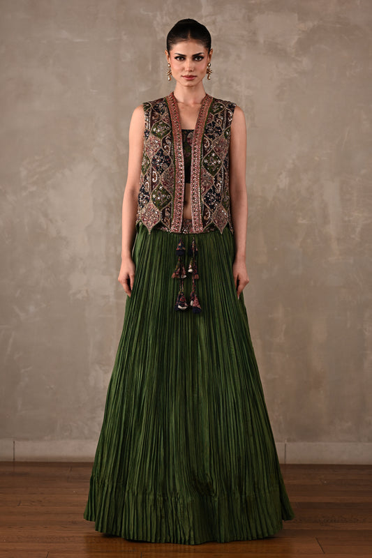 Patchwork-Inspired Embroidered Lehenga Set
