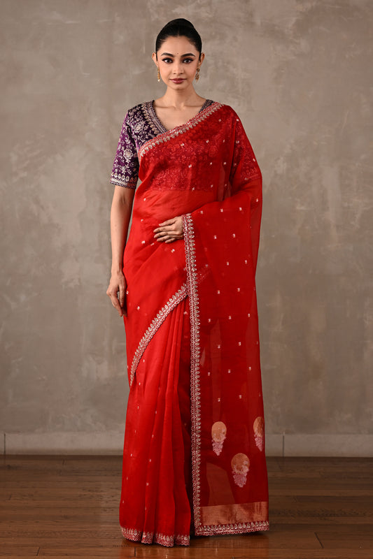 Silk Saree with Embroidered Blouse