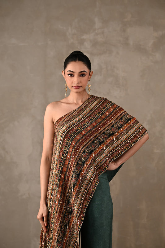 Embellished One-Shoulder Co-ord Set