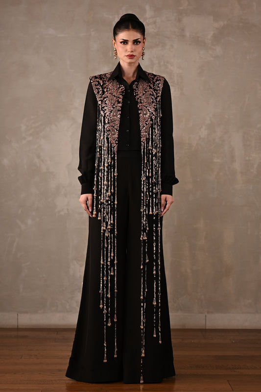 Fringe Embroidered Shirt Co-ord Set
