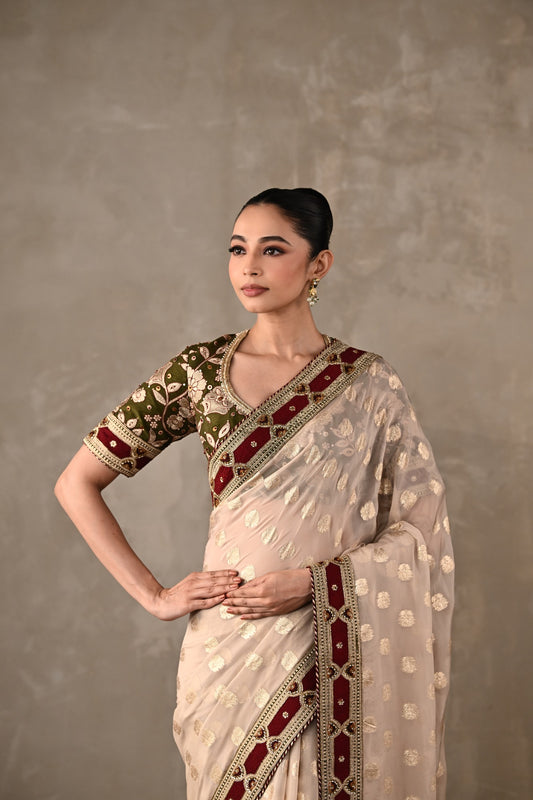 Embroidered Georgette Saree Set
