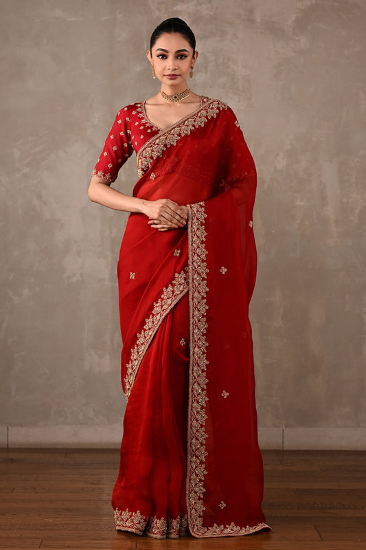 Organza Saree with Embroidered Blouse