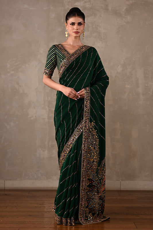 Printed Silk Saree with Embroidered Blouse