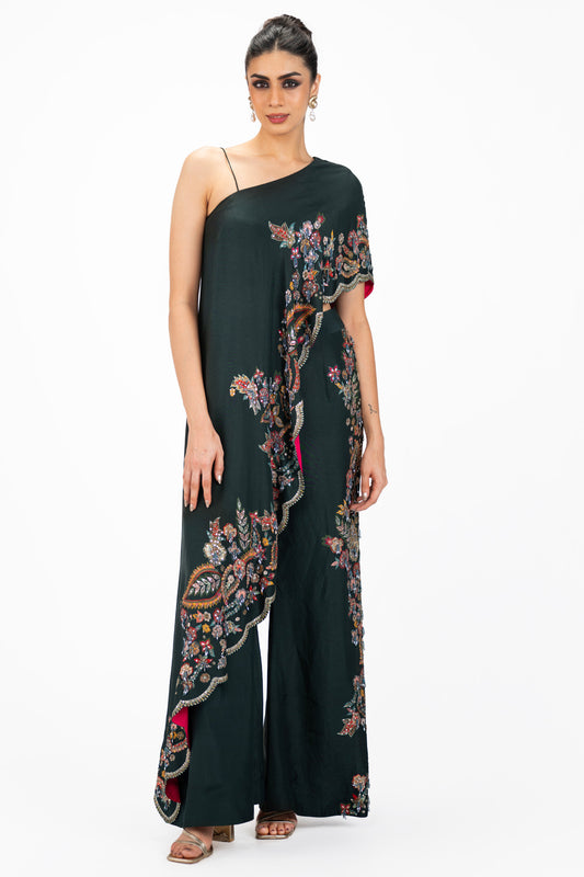 One shoulder Silk Co-ord