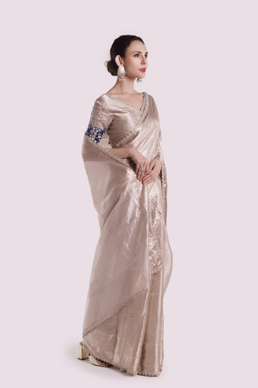 Platinum Tissue Embellished Saree