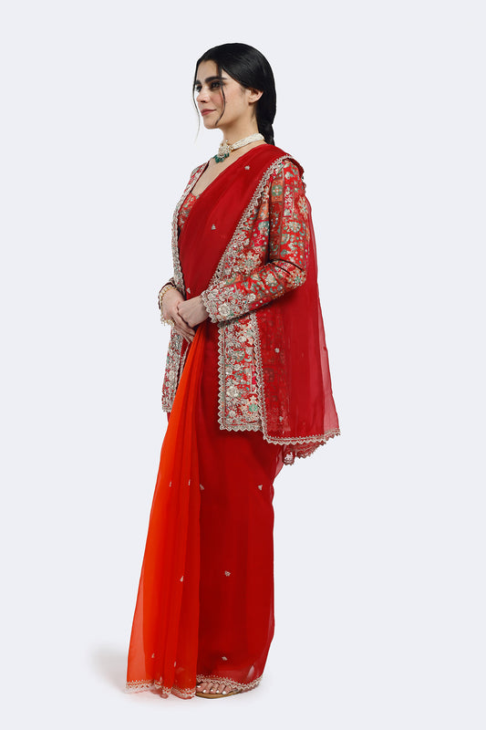 Kasab Embroidered Saree With Jacket