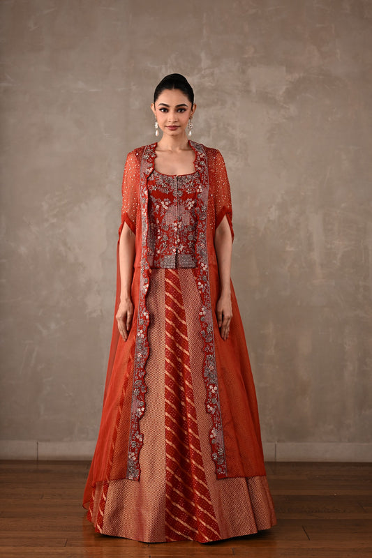 Regal Brocade Cape Lehenga Set