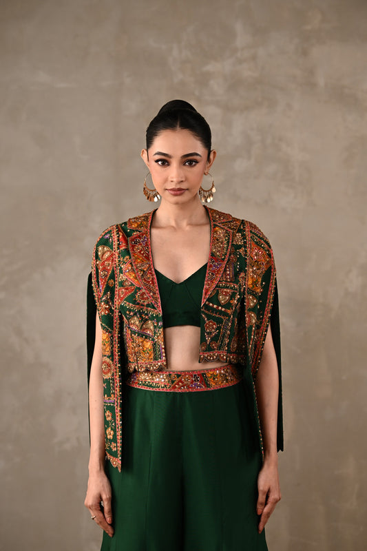 Patchwork-Inspired Cropped Jacket Set