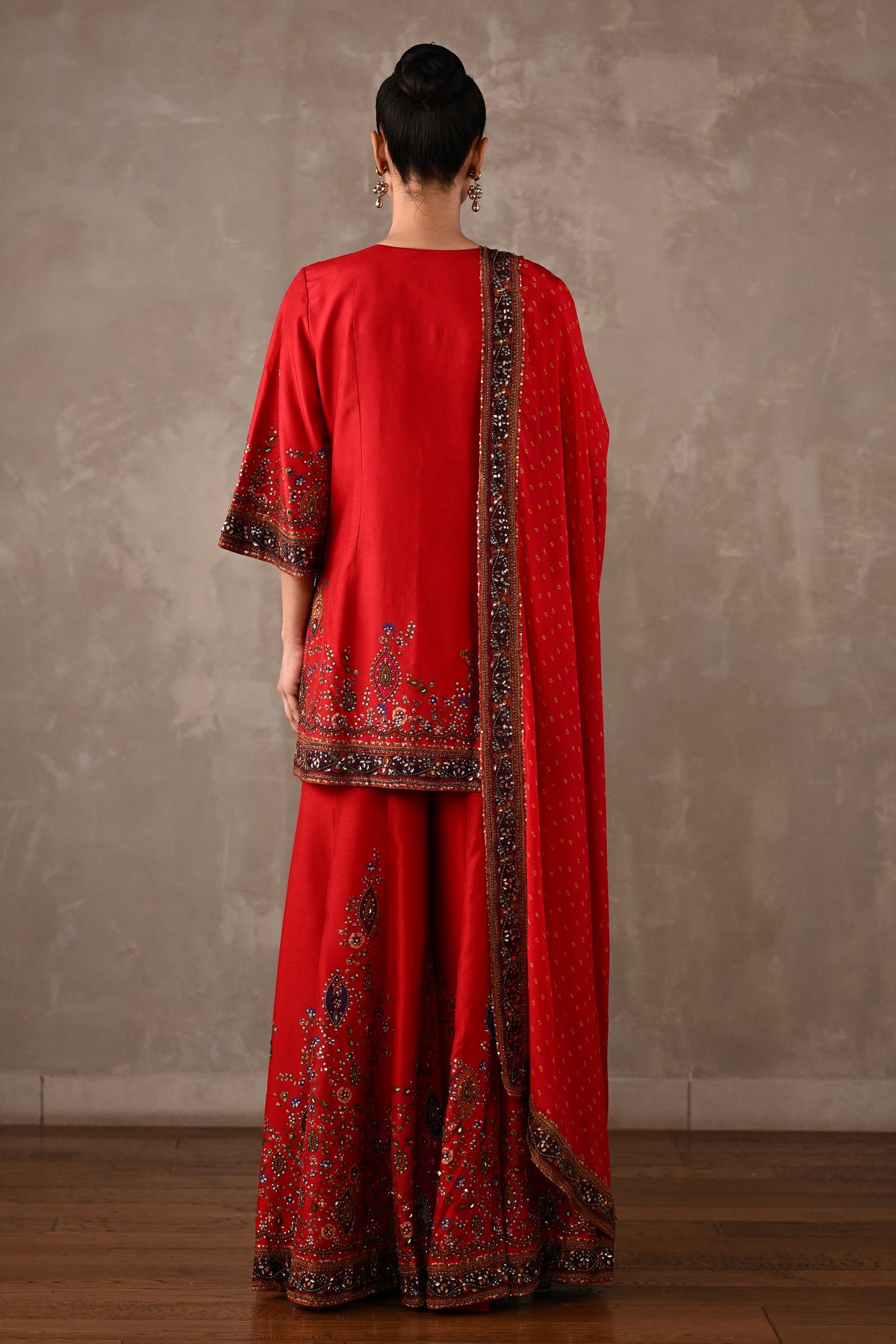 Printed Embellished Kurta Sharara Set