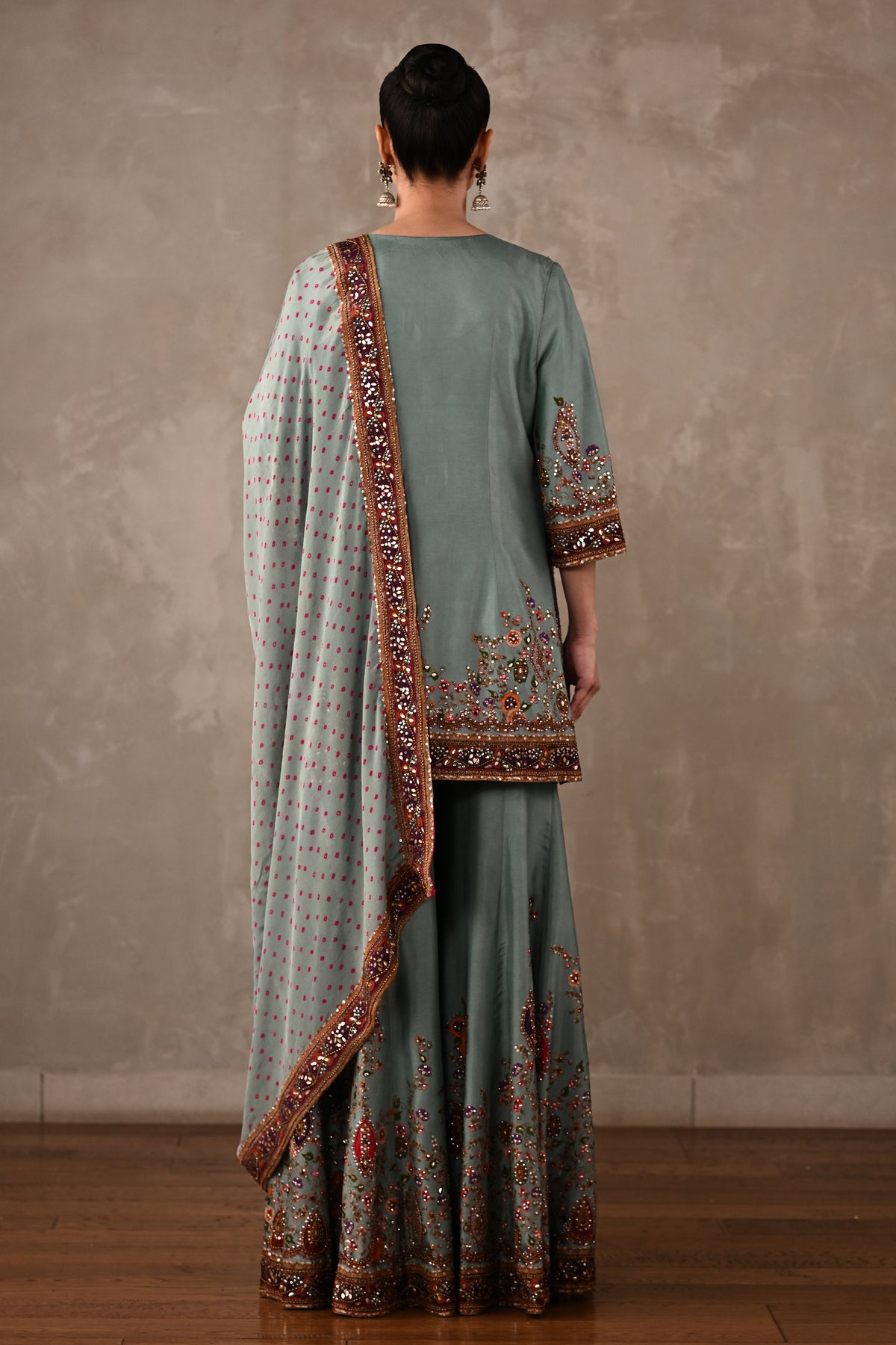 Printed Embellished Kurta Sharara Set