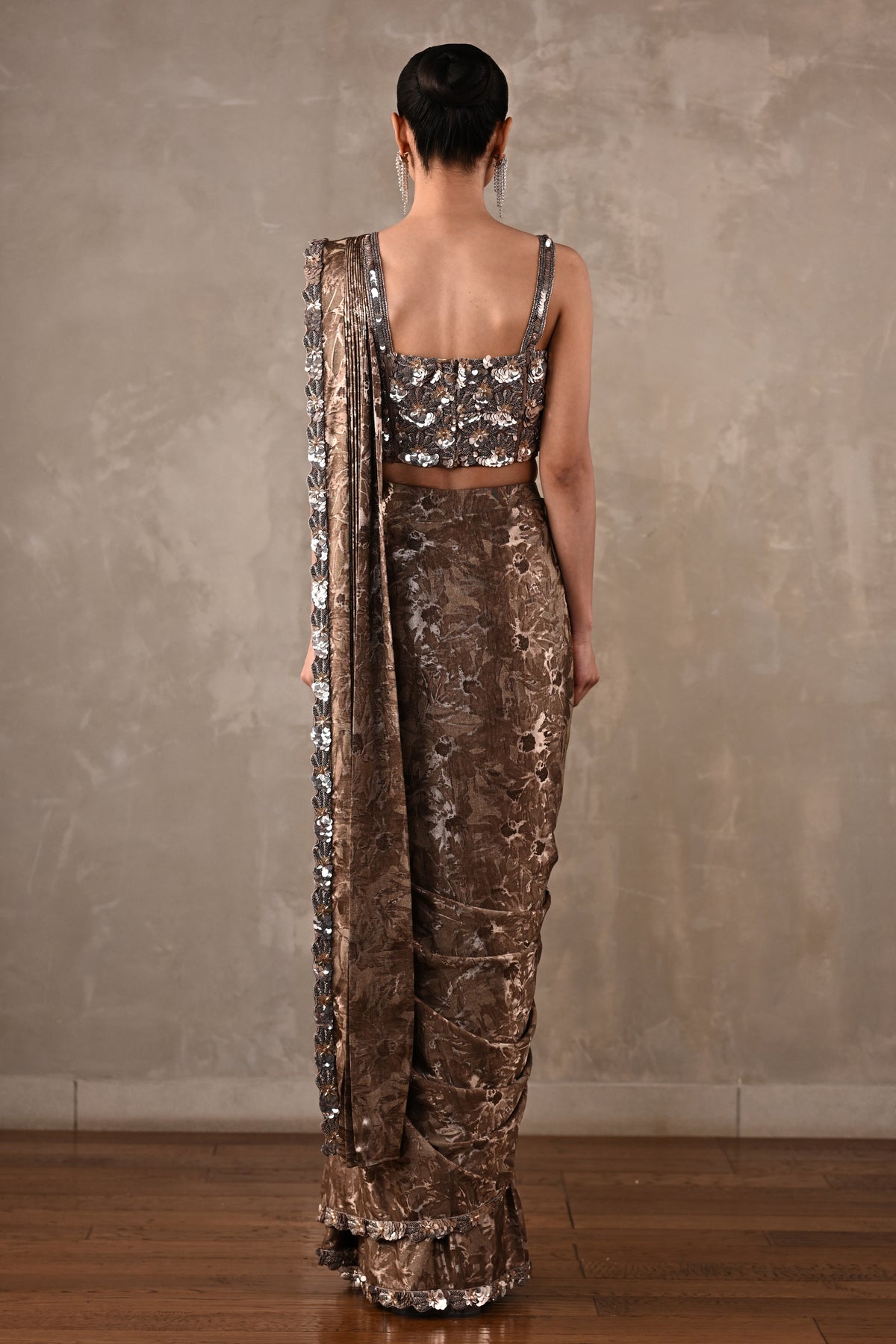 Tone-on-Tone Drape Saree Set
