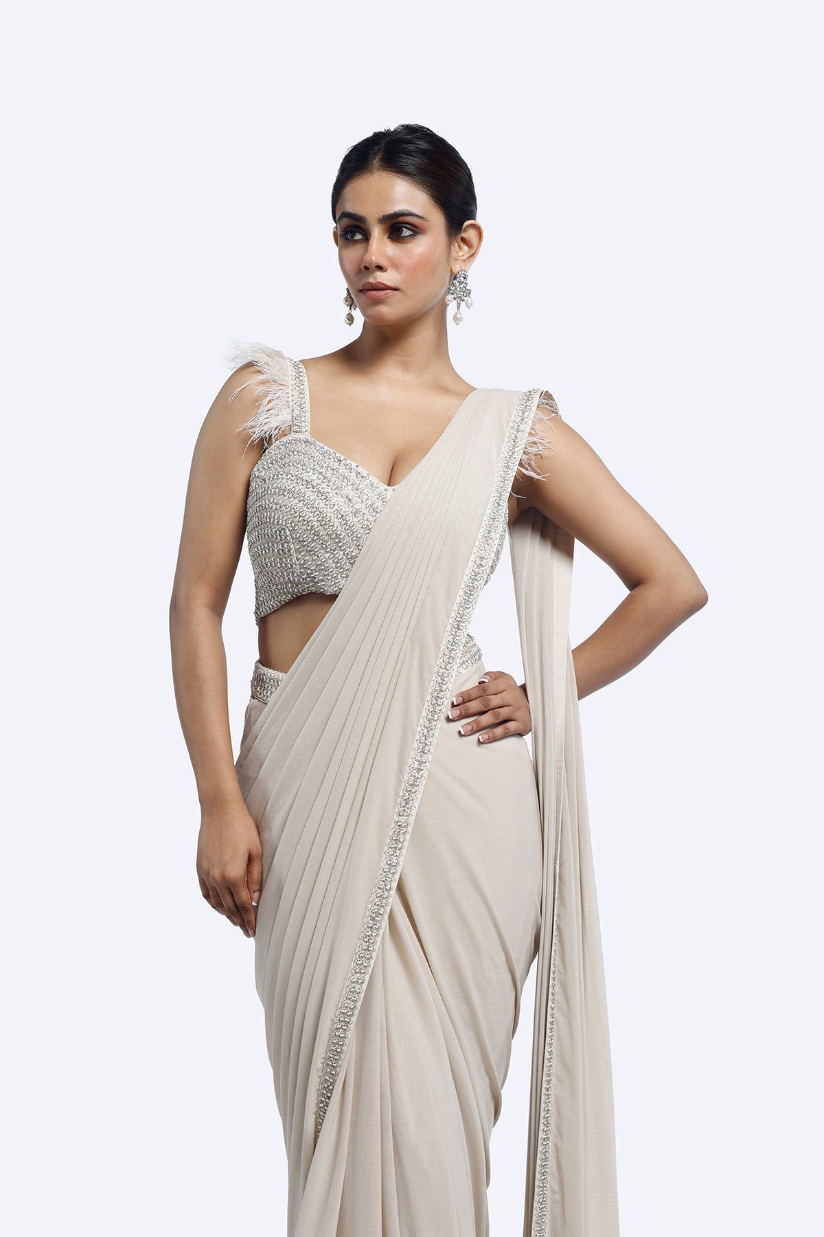 White Swan Drape Saree