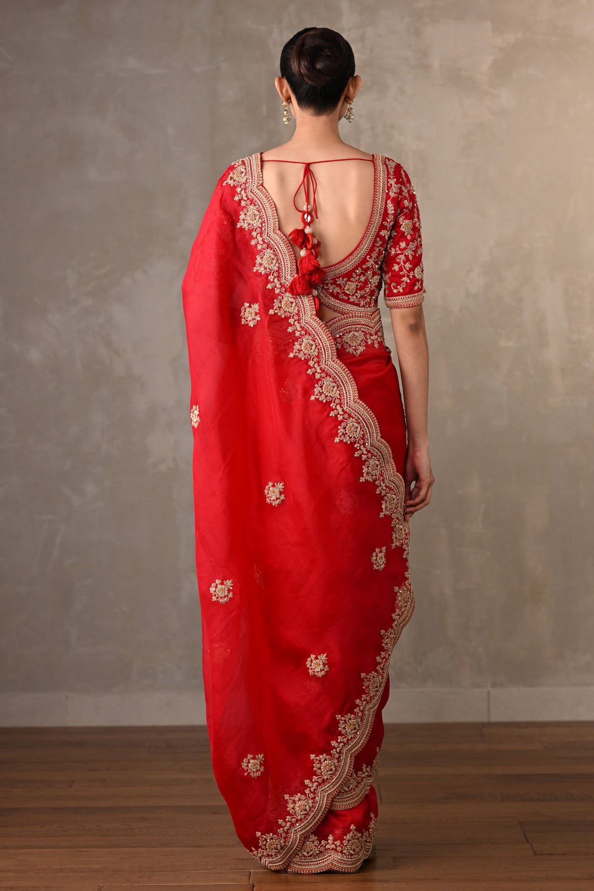Radiant Ruby Organza Saree Set