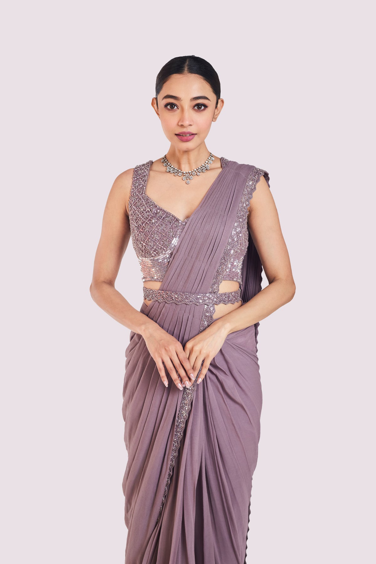 Embellished Bustier Drape Saree