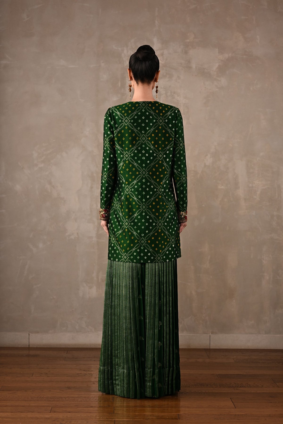 Bandhani Embroidered Top & Pleated Pants Set