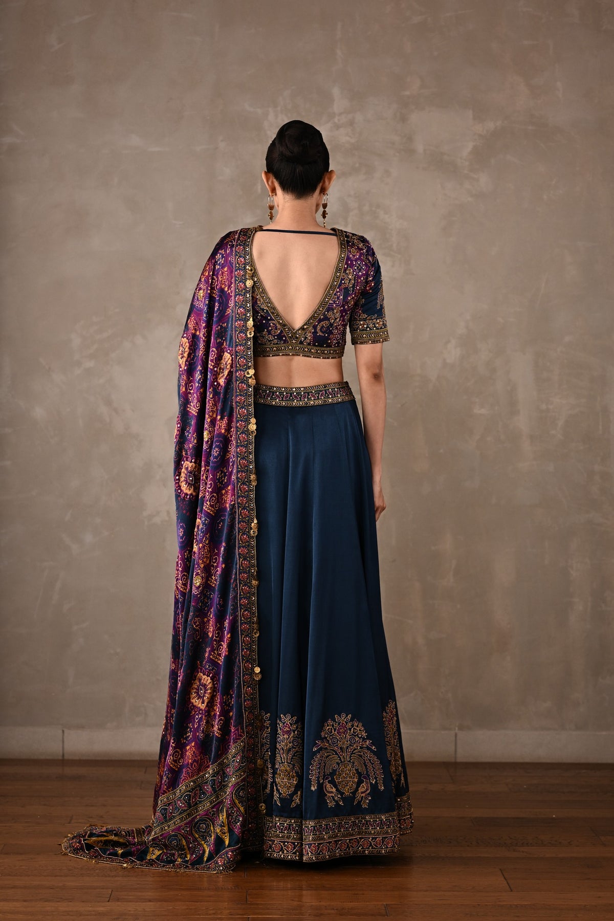 Ajrakh Satin Lehenga Set
