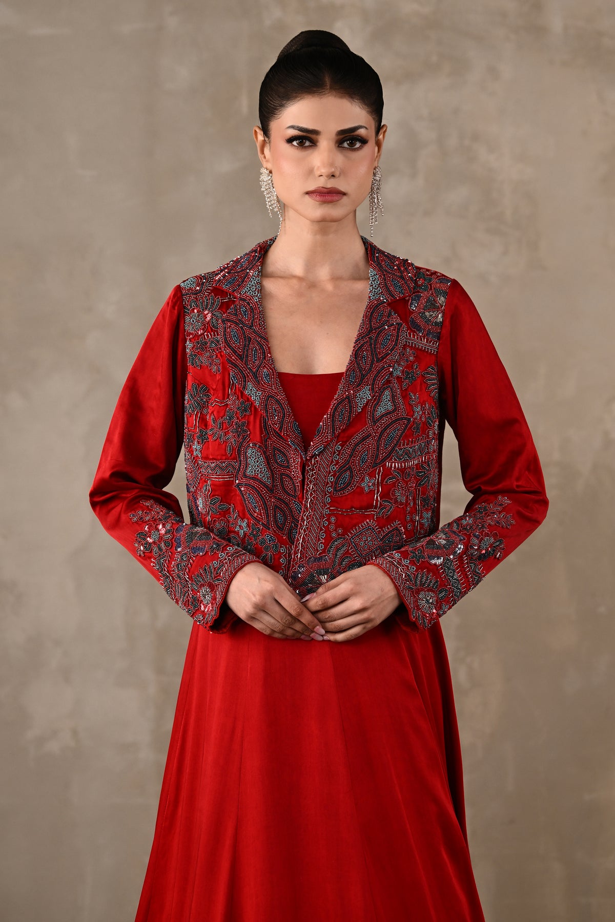 Embroidered Jacket Gown Set