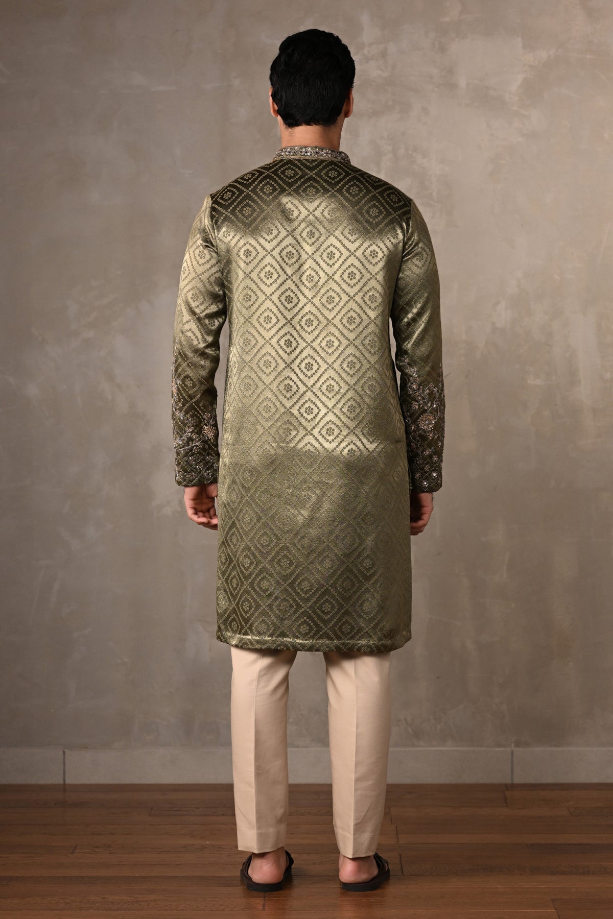 Sea Green Silk Jacquard Kurta