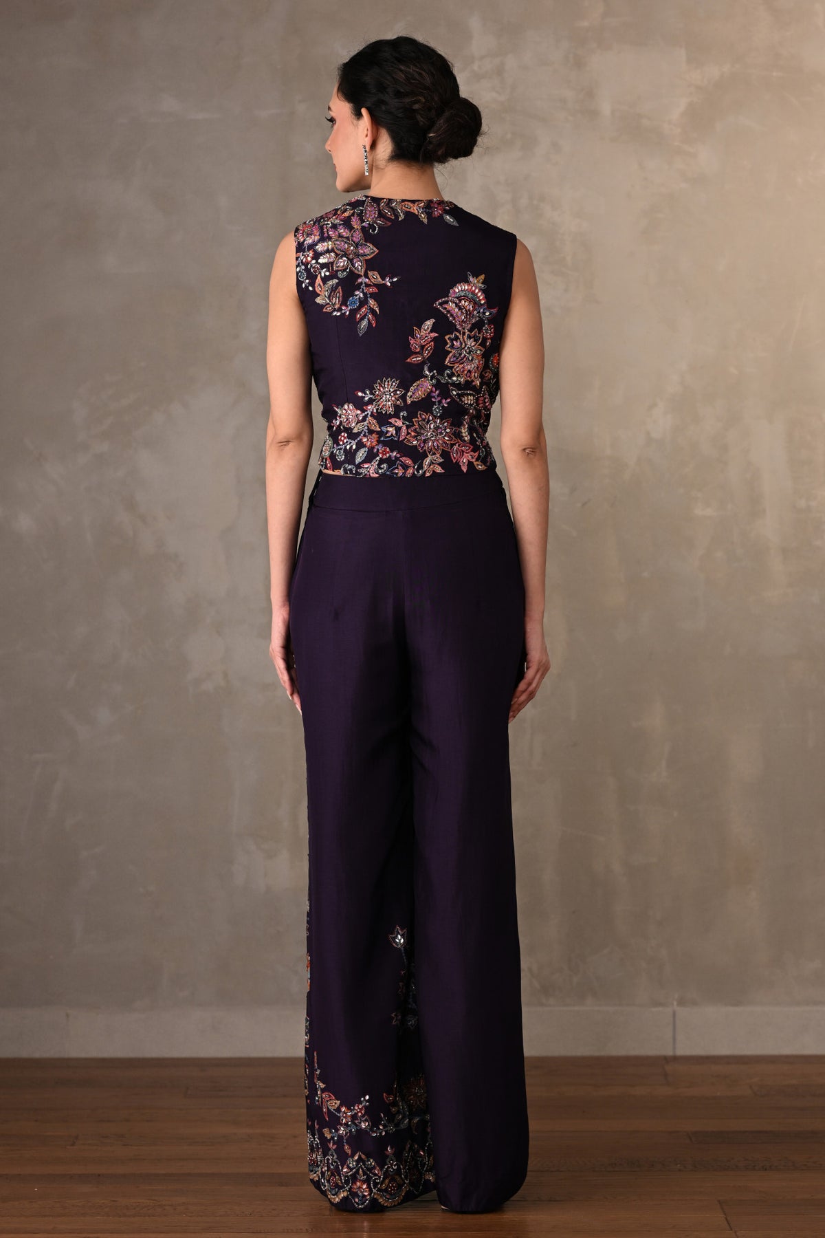 Midnight Bloom Embellished Silk Co-Ord Set