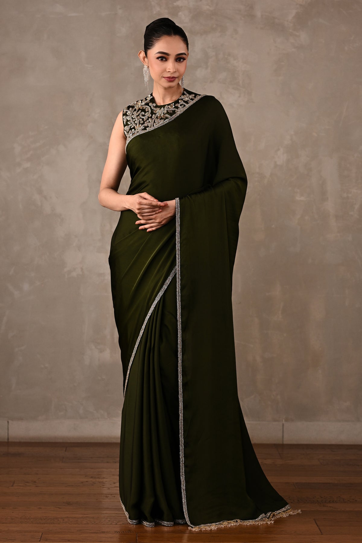 Embroidered Georgette Saree Set
