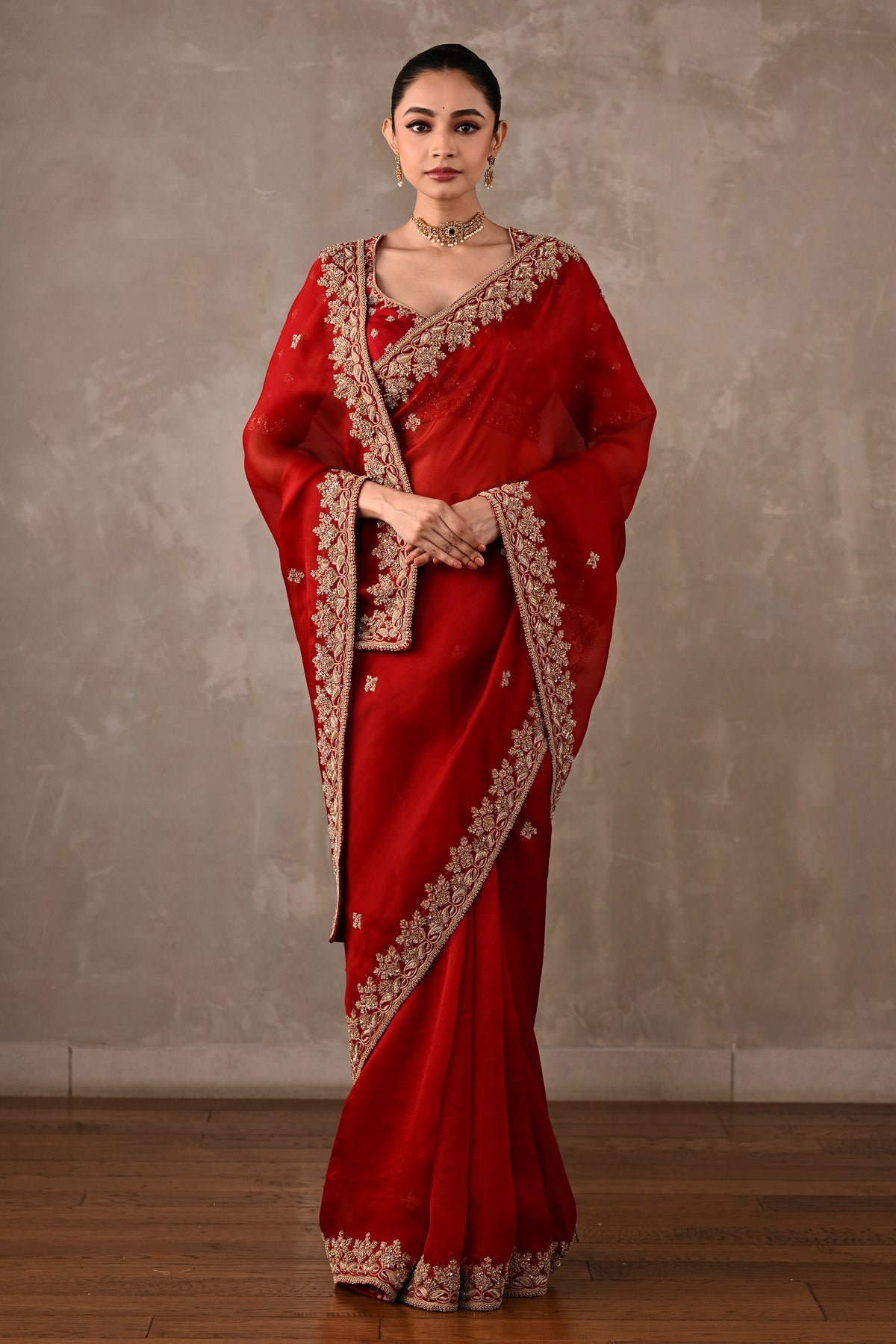 Organza Saree with Embroidered Blouse