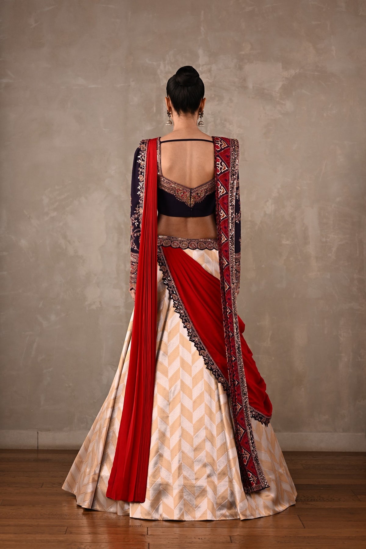 Pochampally Double Drape Silk Lehenga Set