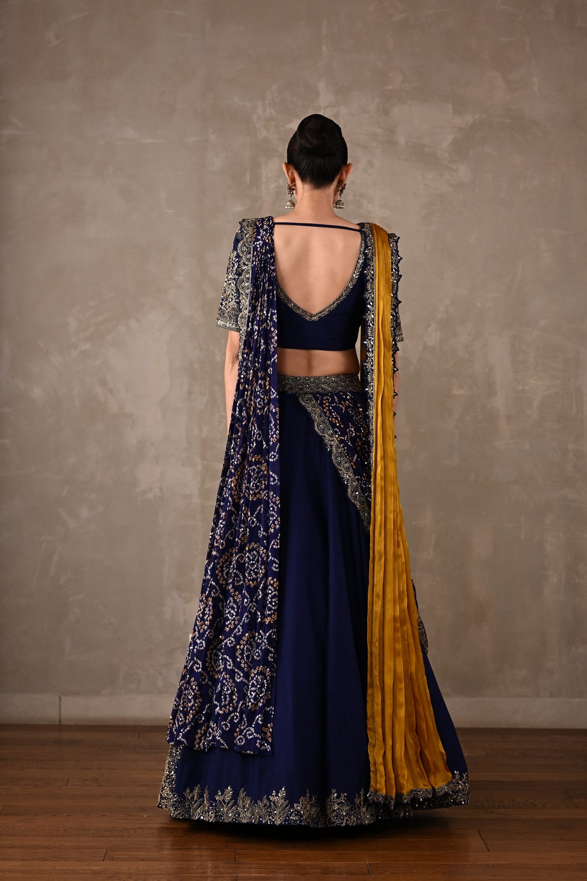 Dual Drape Bandhani Lehenga Set