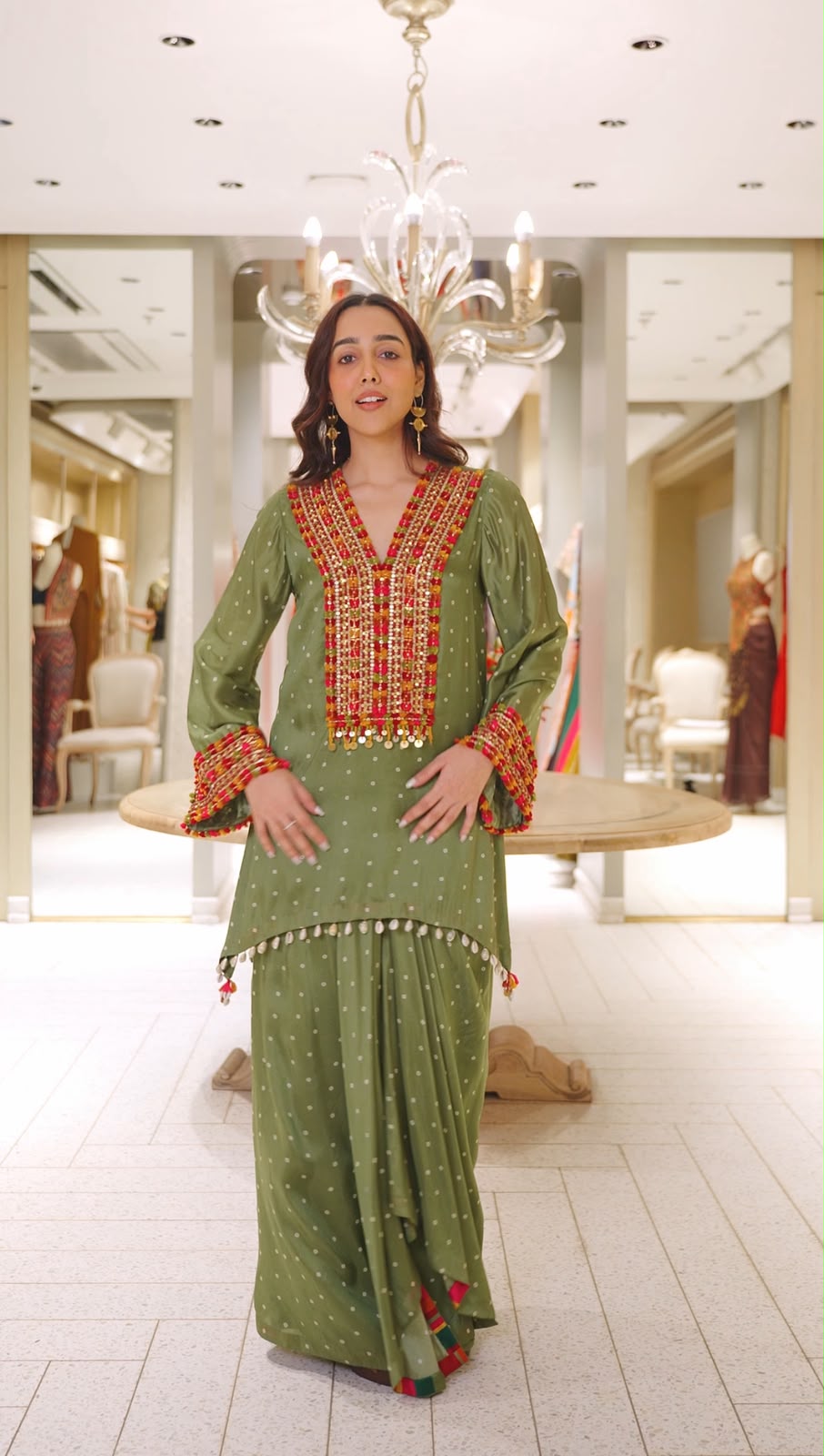 Thread Embroidered Bandhej Co-ord Set