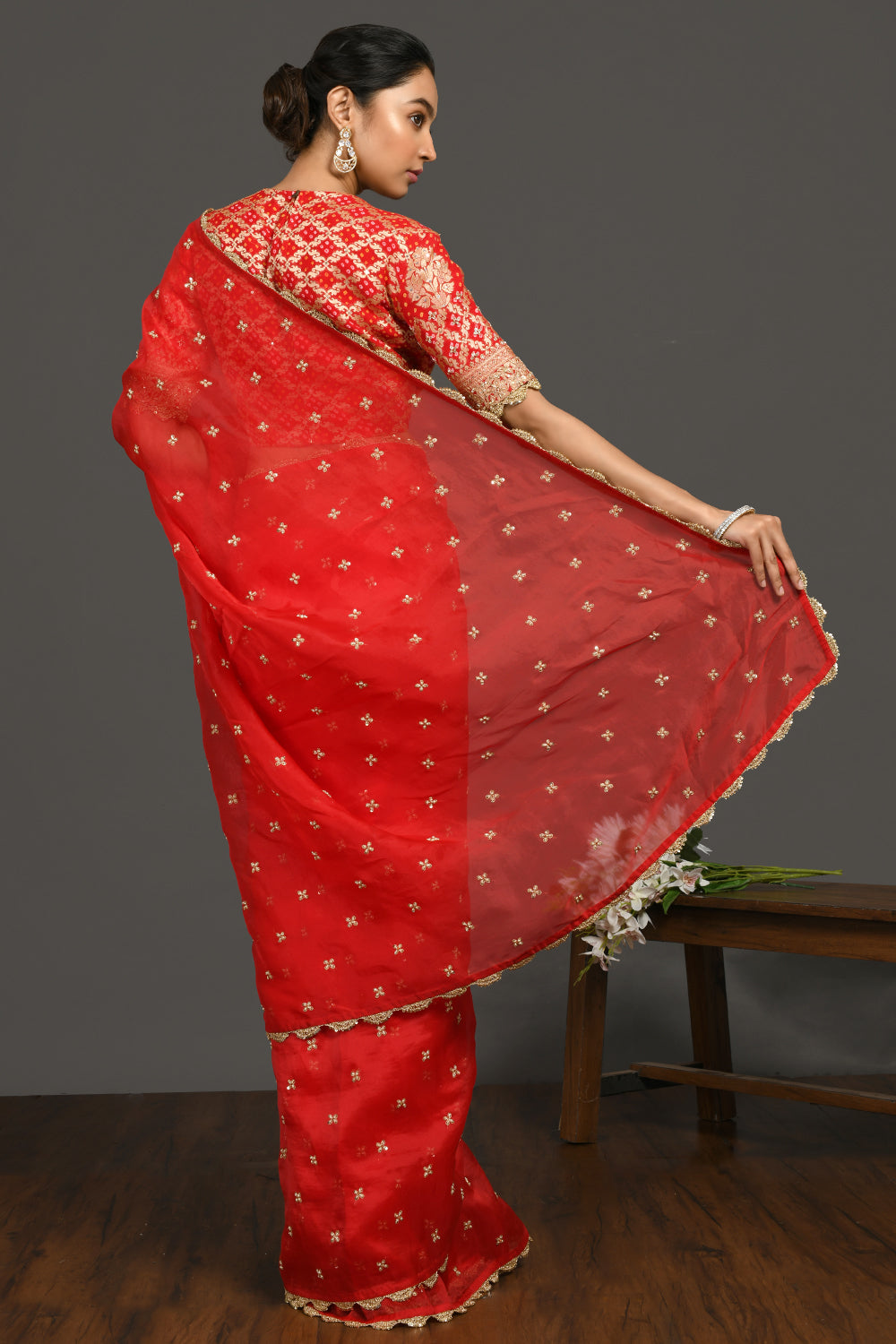 Classic Red Organza Saree