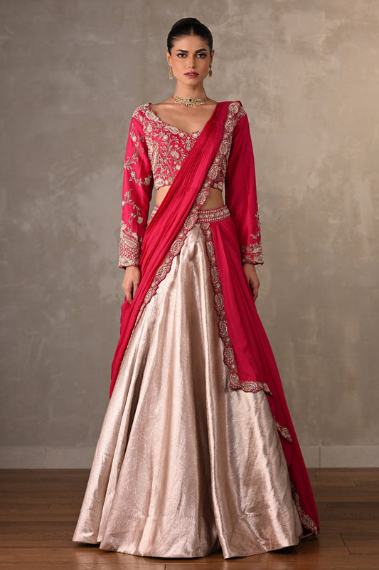 Regal Rouge Brocade Lehenga Set