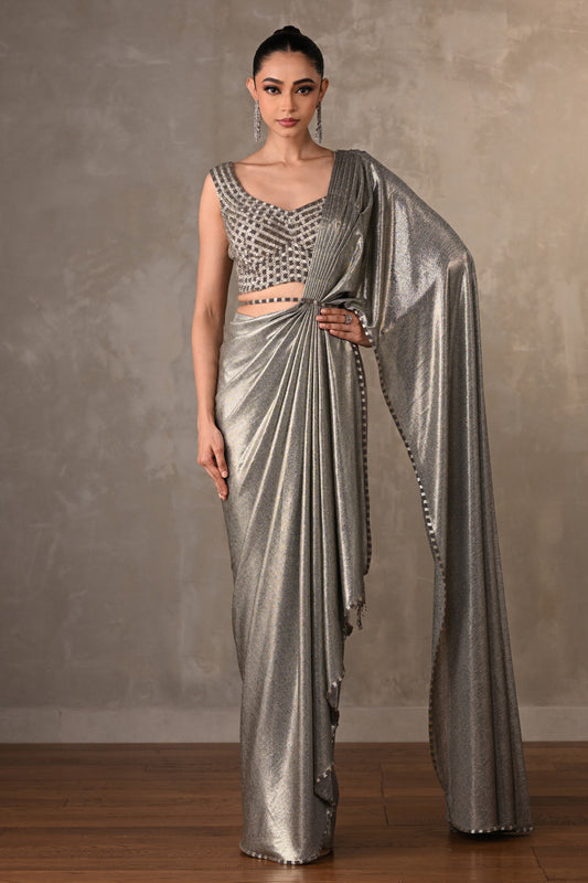 Metallic Luxe Embroidered Drape Saree