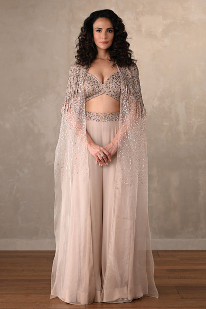 Blush Champagne Embellished Cape Set