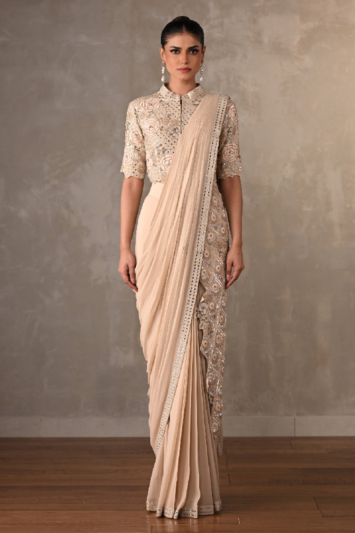 Blush Bloom Embellished Drape Saree