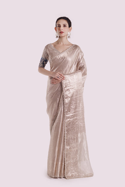Platinum Tissue Embellished Saree