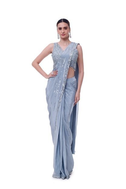 Cornflower Blue Drape Saree