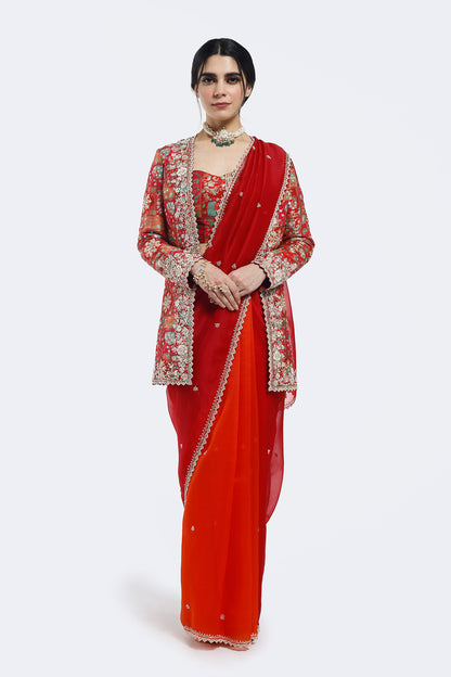 Kasab Embroidered Saree With Jacket