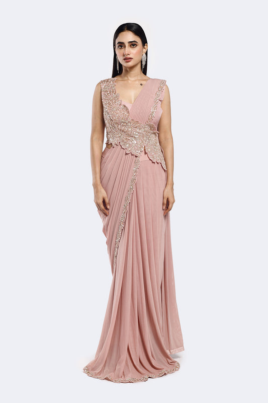 Faux Slash Drape Saree