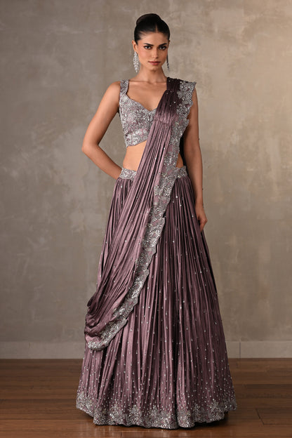 Mauve Gleam Satin Lehenga Set