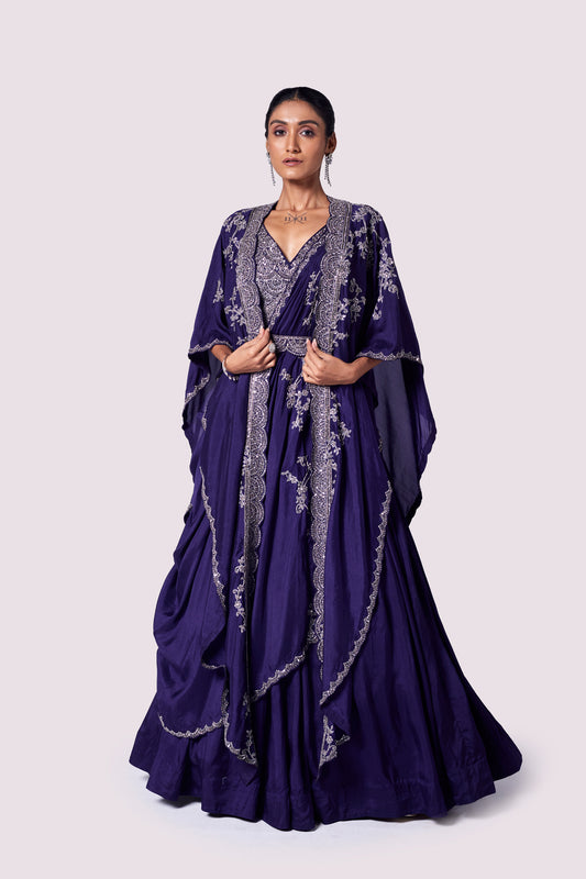 Silk Kaftan Lehenga Set