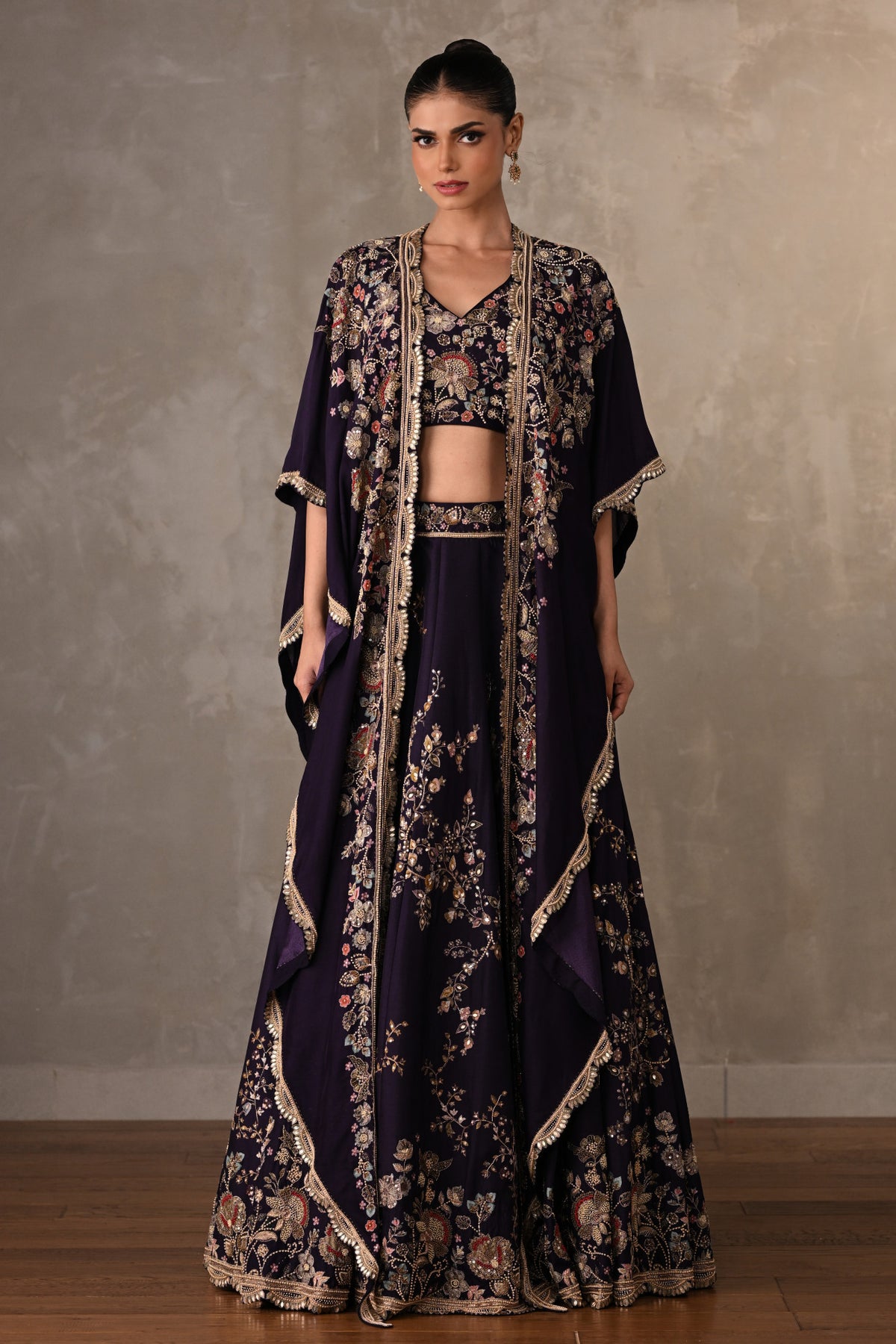 Amethyst Purple Lehenga Set With Cape