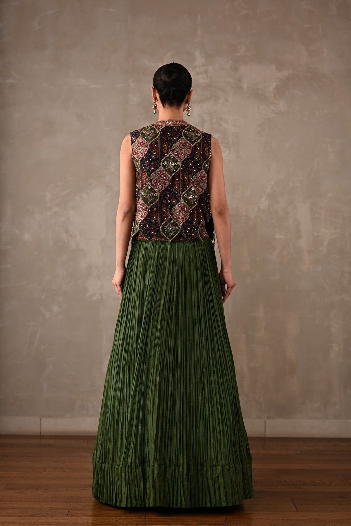 Patchwork-Inspired Embroidered Lehenga Set