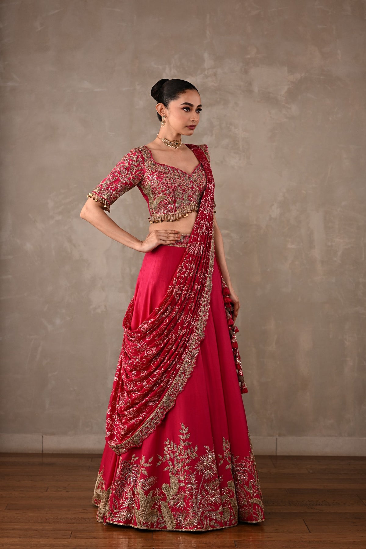 Embellished Drape Lehenga Set