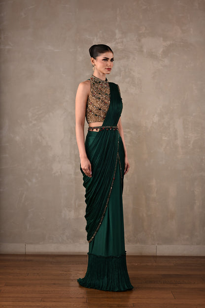 Bejewelled Drape Saree Set