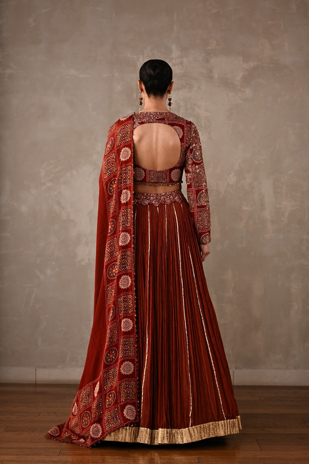 Printed Embroidered Organza Tissue Lehenga